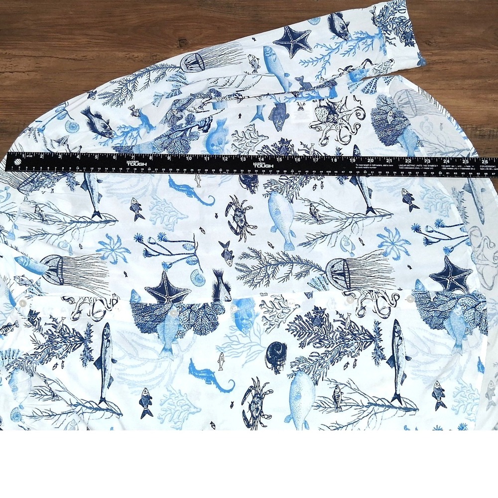Jane + Delancey Womens Blue Sea Life Print Rayon Button Down Shirt Size Medium - Picture 7 of 16